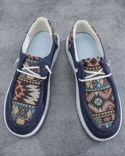 Men's Canvas Low Top Sneakers - Flat Sole, Vulcanized Style