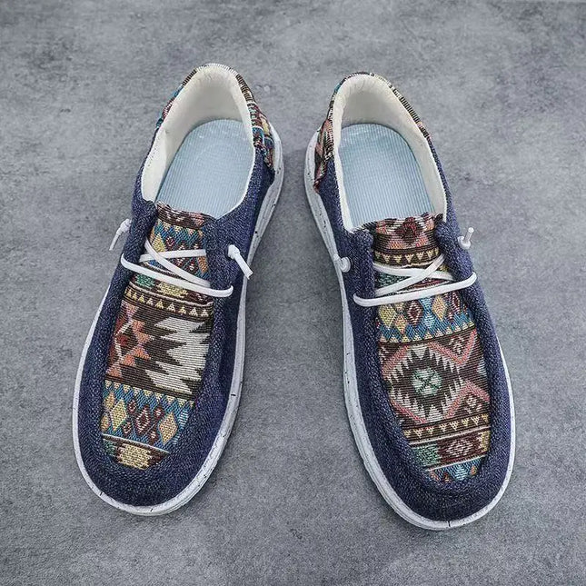 Men's Canvas Low Top Sneakers - Flat Sole, Vulcanized Style