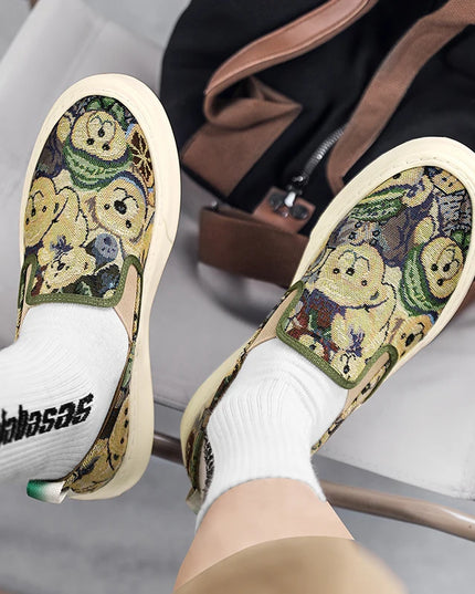 Men's Casual Slip-On Canvas Sneakers - Comfortable Flat Shoes for Everyday Wear