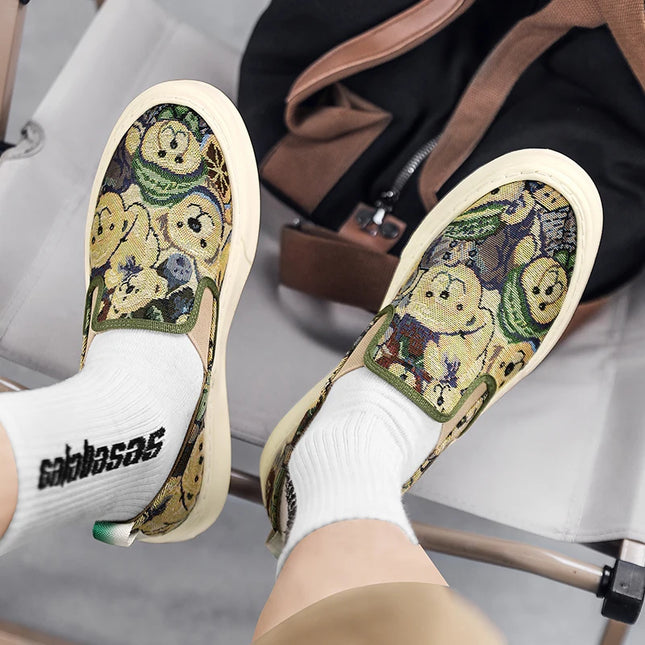 Men's Casual Slip-On Canvas Sneakers - Comfortable Flat Shoes for Everyday Wear
