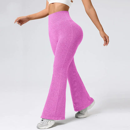 Women's Seamless High-Waisted Flare Pants with Stretch