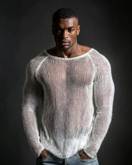 Men's Breathable Transparent Long Sleeve Sweater