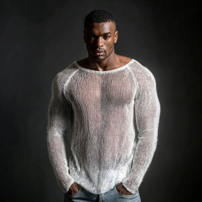 Men's Breathable Transparent Long Sleeve Sweater
