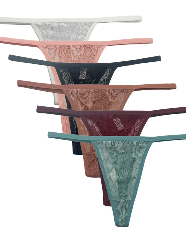5-Piece Set of Women's Transparent G-String Thongs - Various Color Set