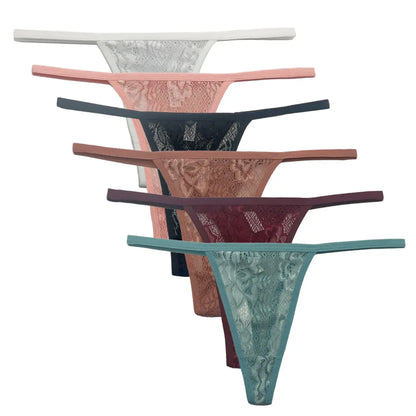 5-Piece Set of Women's Transparent G-String Thongs - Various Color Set
