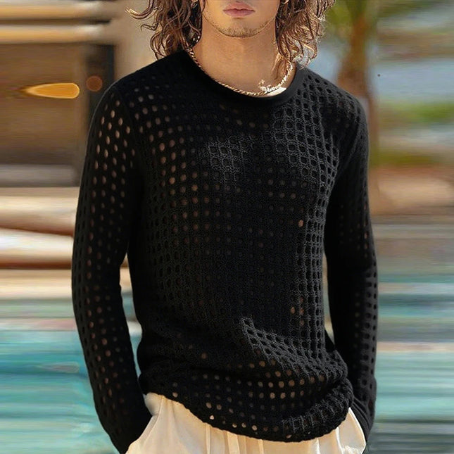 Hollow-Out Mesh Transparent Sweater for Men