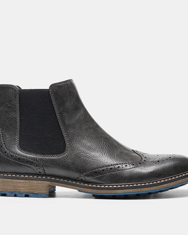 Men's Faux Leather Ankle Boots with Retro Style