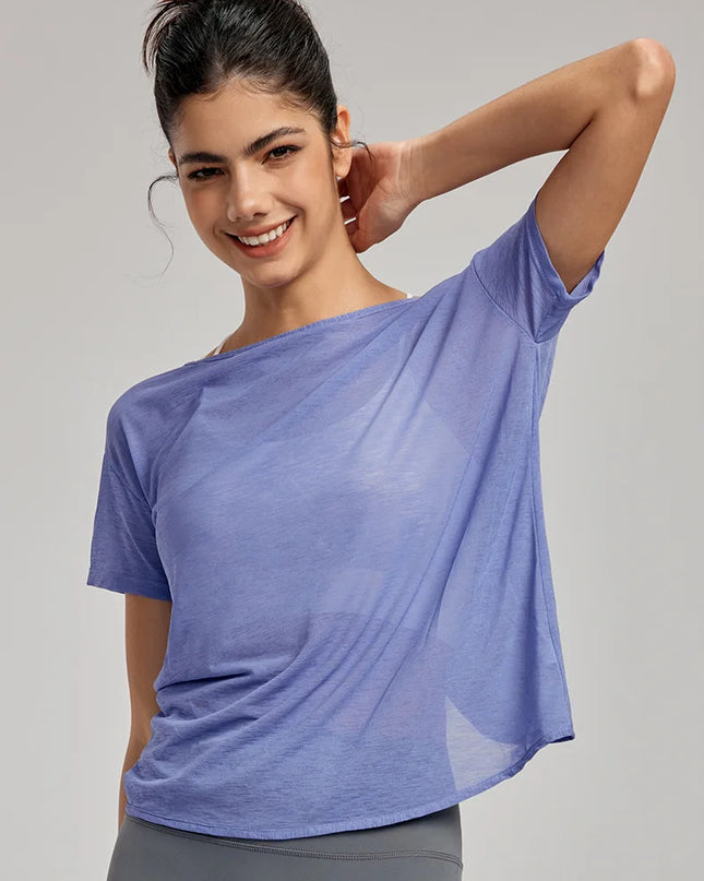 Women's Lightweight Loose-Fit Breathable Sheer Mesh Top
