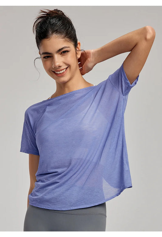 Women's Lightweight Loose-Fit Breathable Sheer Mesh Top
