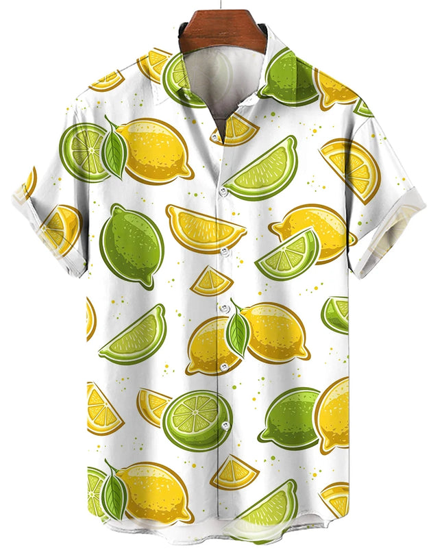 Men's T-Shirt with a Variety of Fruit and Animated Print