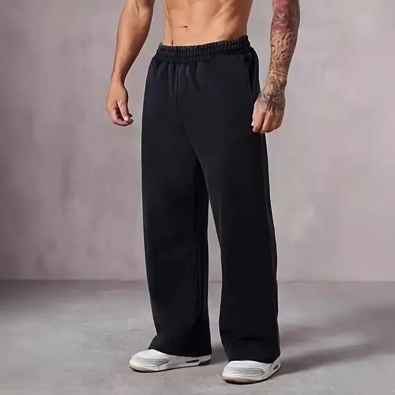 Men's Oversized Wide-Leg Sweatpants with Loose Fit and Elastic Waist