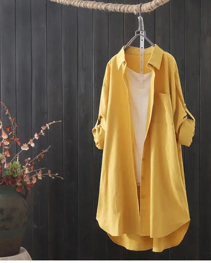 Women's Loose Midi Long Sleeve Shirt