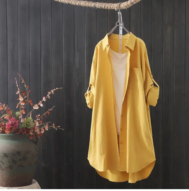 Women's Loose Midi Long Sleeve Shirt