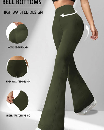 Women's High-Waisted Flare Pants with Tummy Control