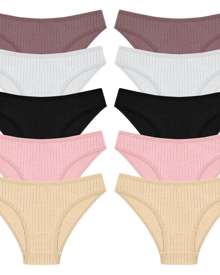 FINETOO 10-Pack Women's Cotton Breathable Underwear – Comfortable & Soft Cotton Panties for Women