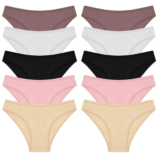 FINETOO 10-Pack Women's Cotton Breathable Underwear – Comfortable & Soft Cotton Panties for Women