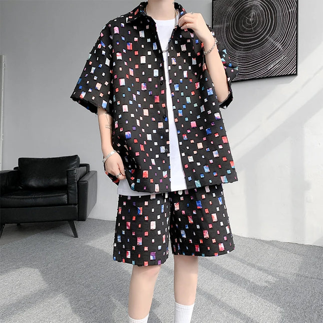 Men's 2-Piece Casual Short Sleeve Shirt and Shorts Set