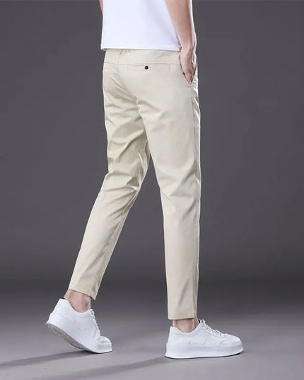 Men's Ankle-Length Straight Fit Pants – Slim Fit Thin Trousers for Men