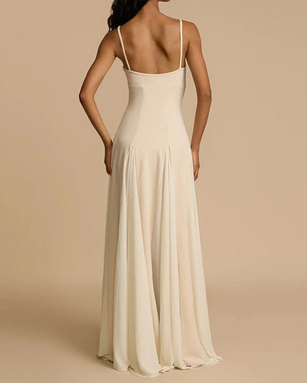 Women's Casual Pleated Long Dress - Elegant Slim Fit Maxi Dress for Women