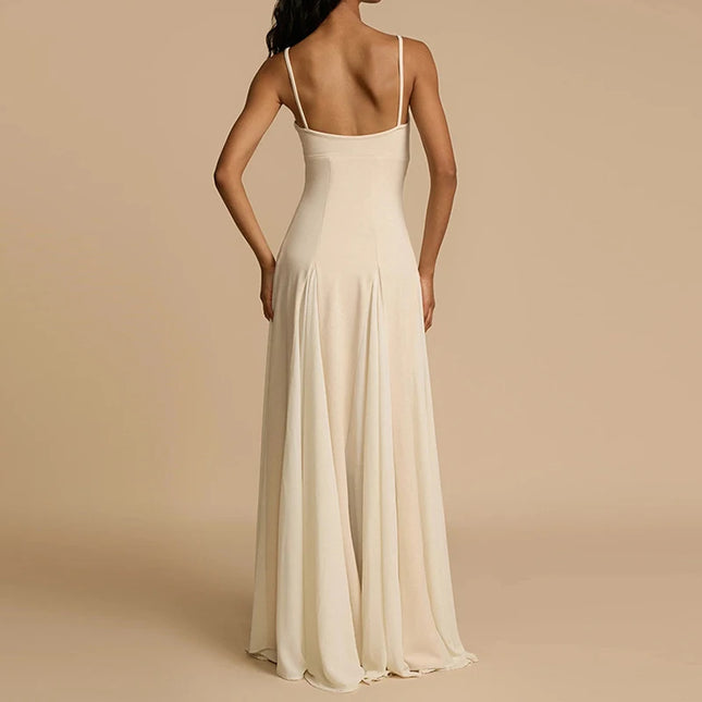 Women's Casual Pleated Long Dress - Elegant Slim Fit Maxi Dress for Women