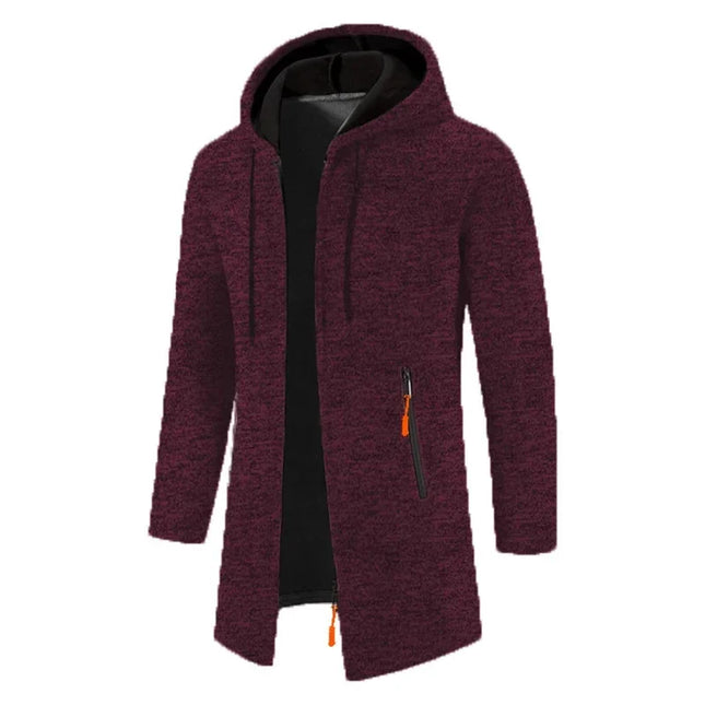 Men's Thick Warm Fleece Zipper Hoodie Casual Long Sleeve Coat
