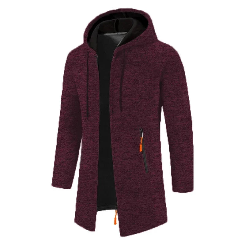 Men's Thick Warm Fleece Zipper Hoodie Casual Long Sleeve Coat
