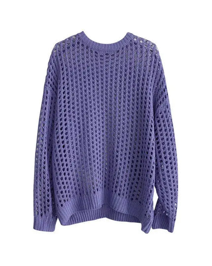 Vintage Men’s Loose-Knit Sweater with Hollow-Out Details