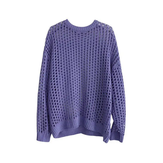 Vintage Men’s Loose-Knit Sweater with Hollow-Out Details