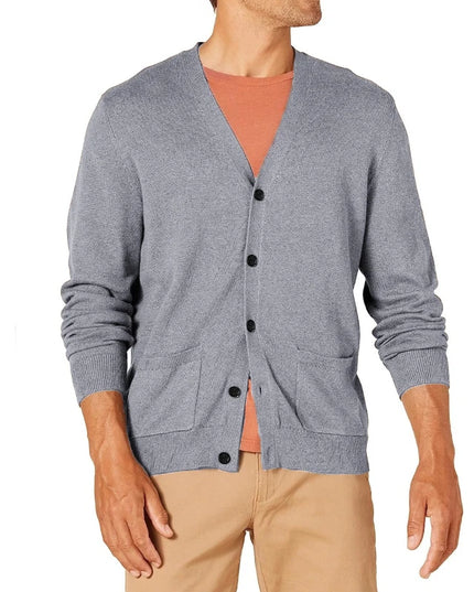 Men's Vintage Long Sleeve Button-Front V-Neck Knitted Cardigan