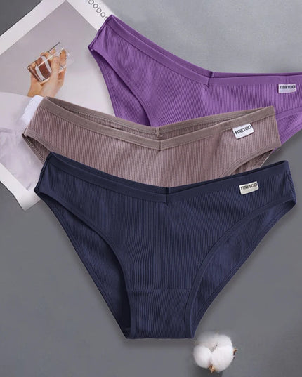 3-Piece Set  Women's Cotton Underwear- Various Colors