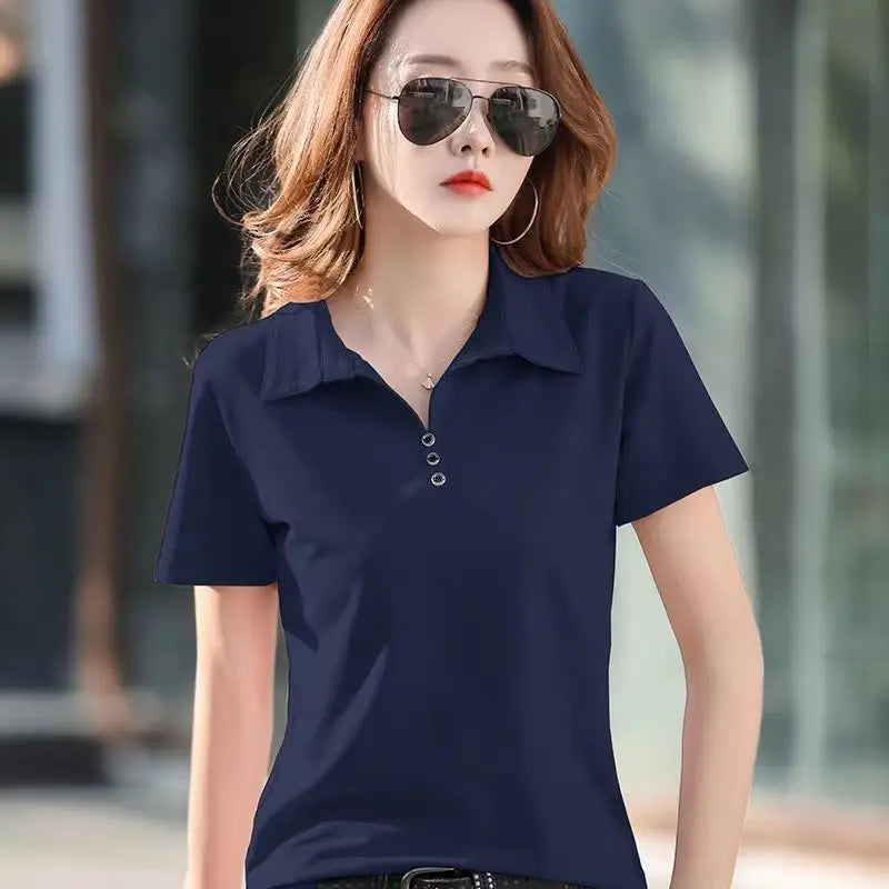 Women's Casual Polo T-Shirt - Relaxed Fit