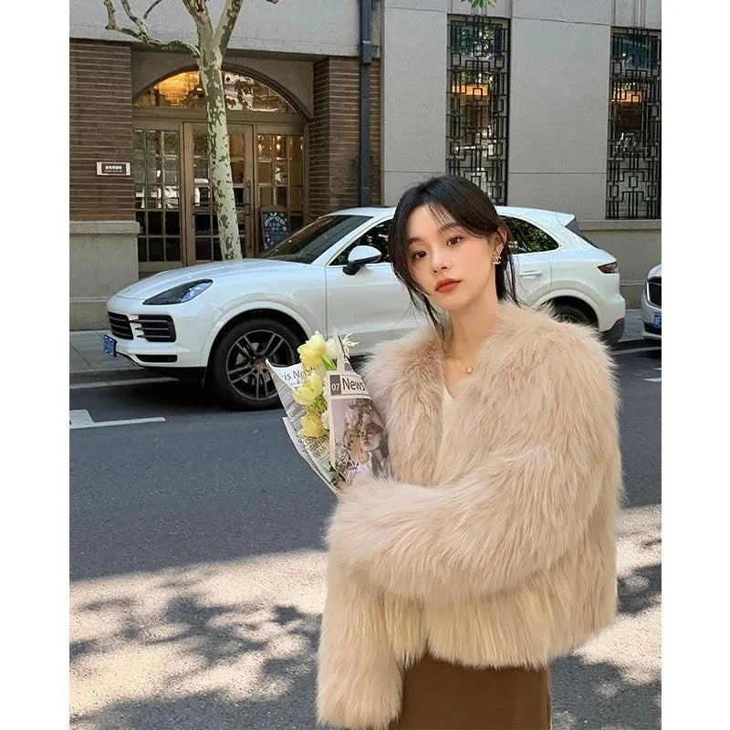Women's Short Loose Faux Fur Coat - Various Colors