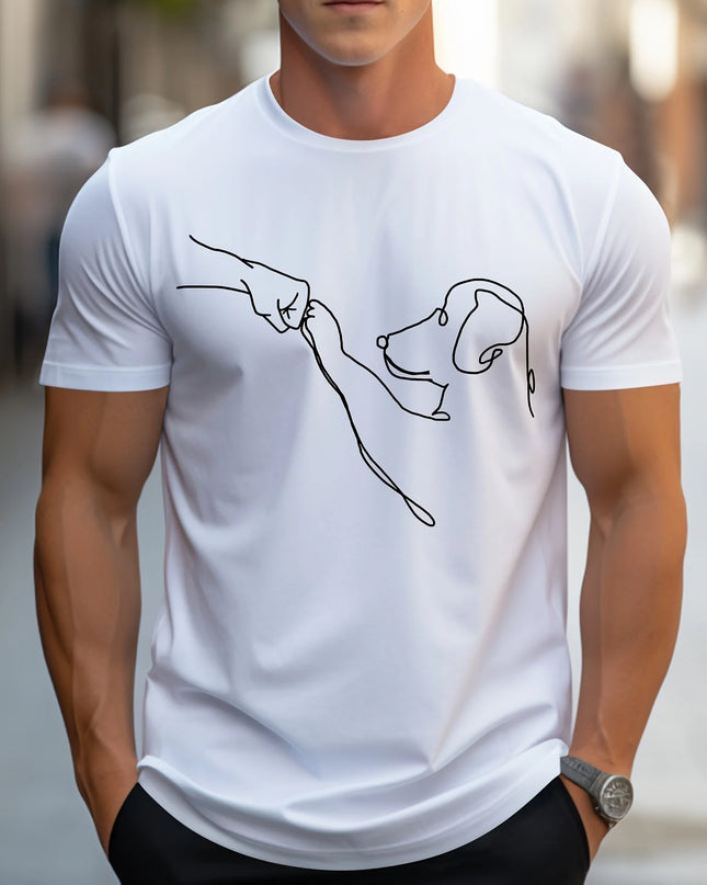 Men's Cotton Casual Sports T-Shirt with Dog First Print