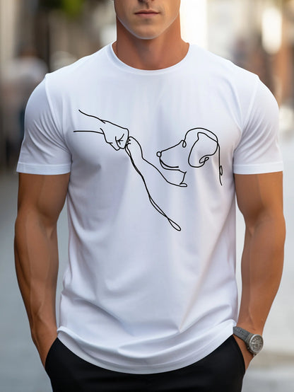 Men's Cotton Casual Sports T-Shirt with Dog First Print