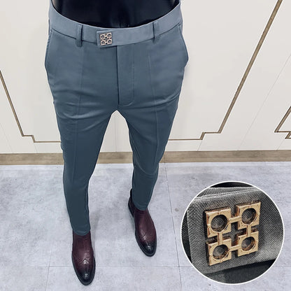 Men's Slim Fit Dress Pants - Formal Slim Trousers for Men