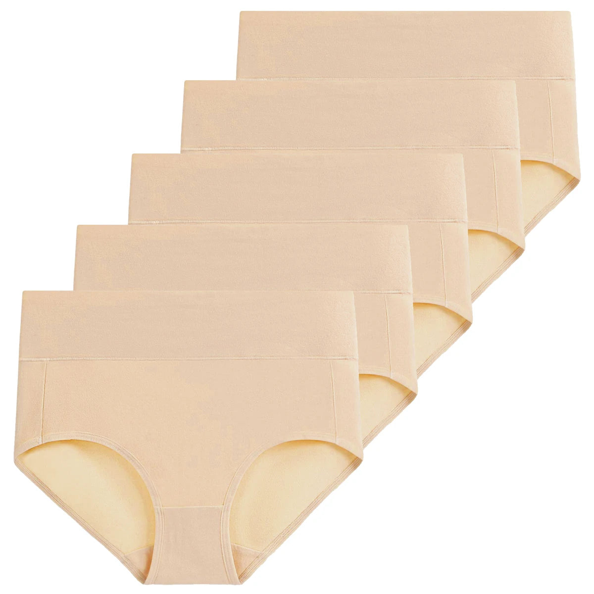 5-Piece Women's Breathable Cotton High-Cut Belly Control Panties