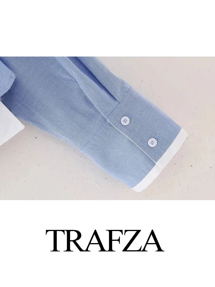 TRAFZA Women’s Cropped Button-Up Shirt