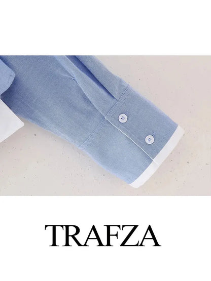 TRAFZA Women’s Cropped Button-Up Shirt