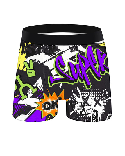 5-Piece Men’s Graffiti-Print Boxer Brief Set – Soft, Comfortable & Skin-Friendly