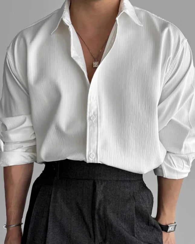 Men's Breathable Casual Long-Sleeved Loose Shirt