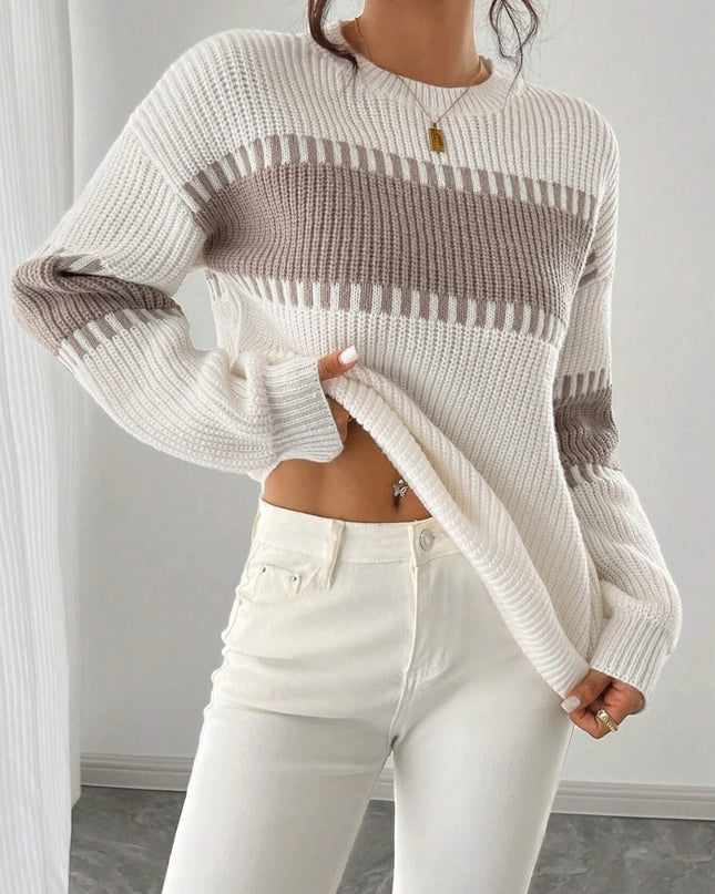 Casual Women's Knit Pullover with Stripes