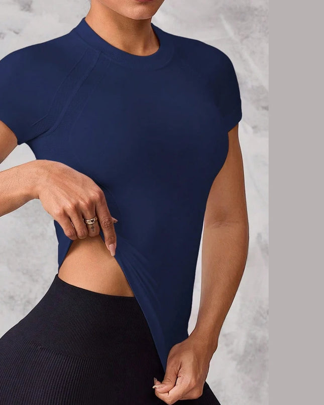 Women's Short-Sleeve Sports Top with Breathable, Quick-Drying Fabric