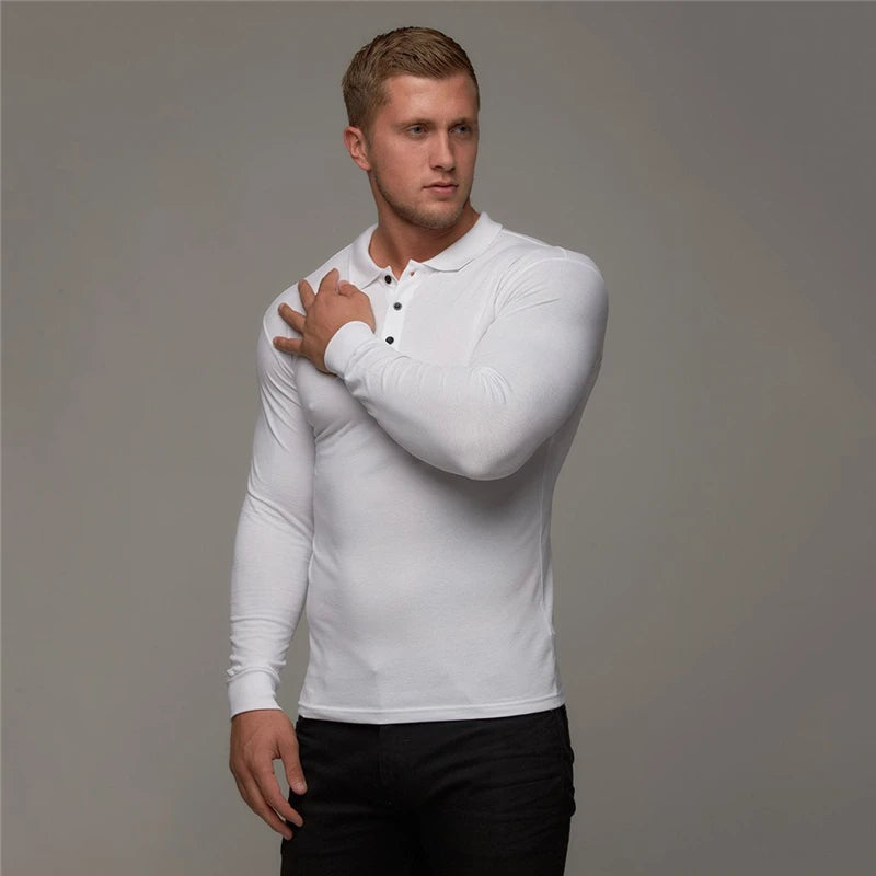 Mens Slim Fit Long Sleeve Polo Sweater – Breathable Cotton for Comfortable Style