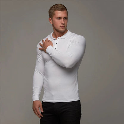 Mens Slim Fit Long Sleeve Polo Sweater – Breathable Cotton for Comfortable Style