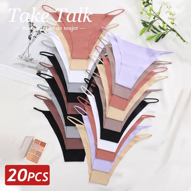TakeTalk 20PCS Women's Seamless Ice Silk Ultra-Thin Breathable Panties Set