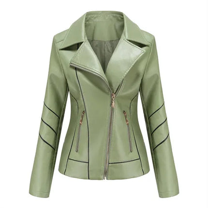 Women's PU Faux Leather Casual Biker Jacket