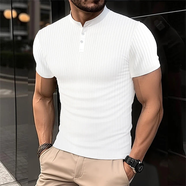Men's Breathable Button-Up T-Shirt