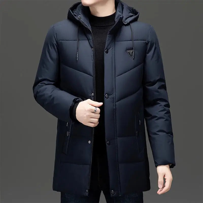 Men's Cotton Padded Hooded Coat - Oversized Parka Jacket for Men
