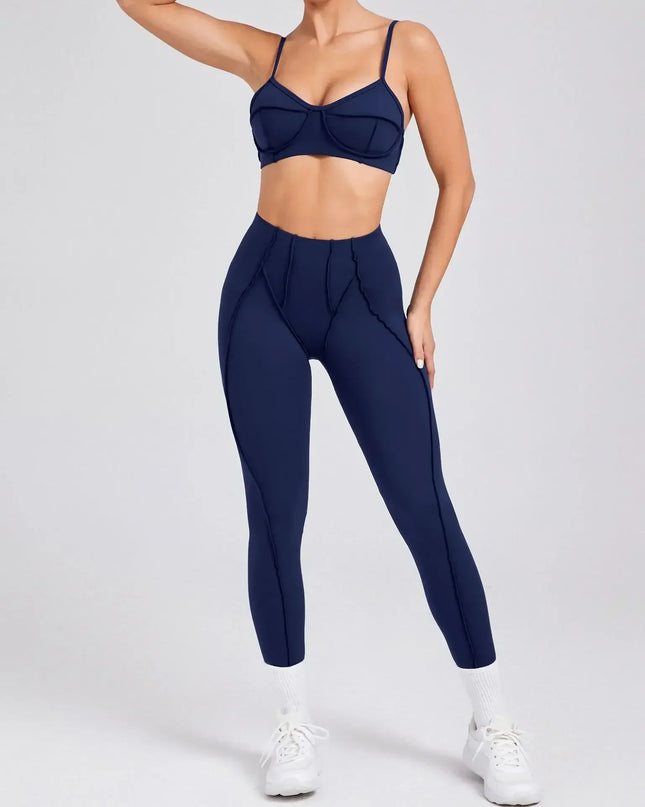 Women's Seamless 2-Piece Yoga Set - High-Waist Leggings and Bra for Fitness & Activewear