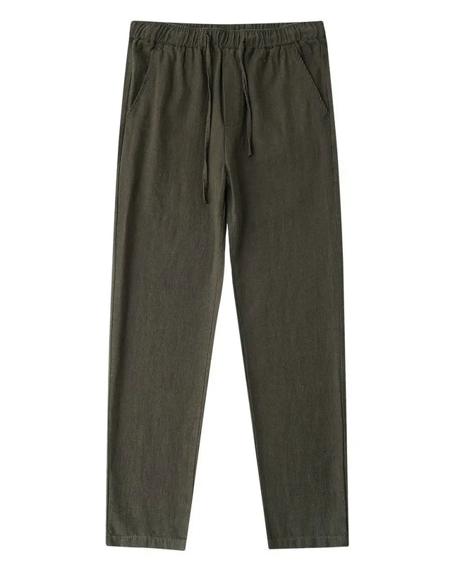 Men's Casual Lightweight Cotton Linen Wide Leg Pants